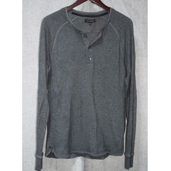 Banana Republic Textured Long Sleeve Henley Gray 100% Cotton Size L - Picture 1 of 3